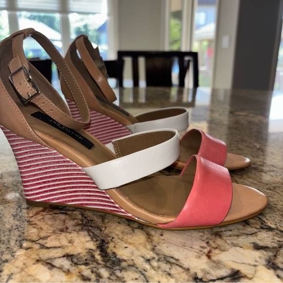 Ann Taylor Pink and White Wedge Sandals - Picture 1 of 10